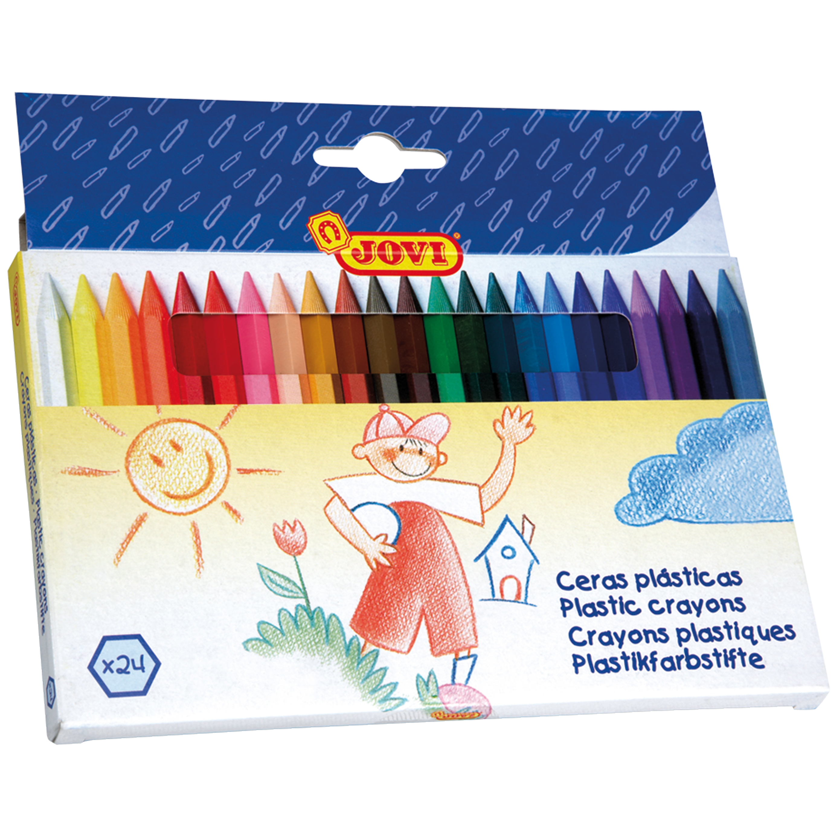 JOVI PLASTIC CRAYON ASSORTED BOX 24