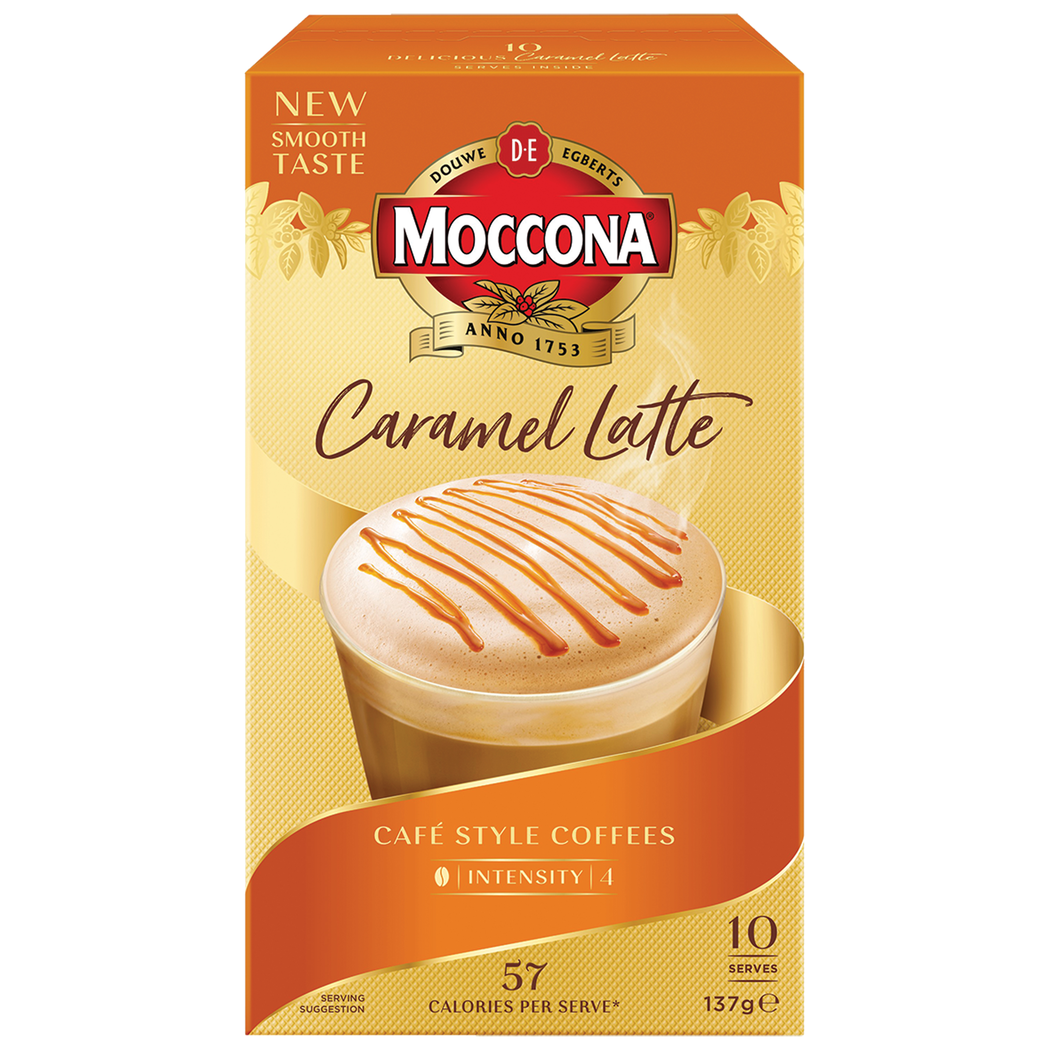 MOCCONA CLASSIC INSTANT COFFEE SACHET 14G CARAMEL LATTE BOX 10