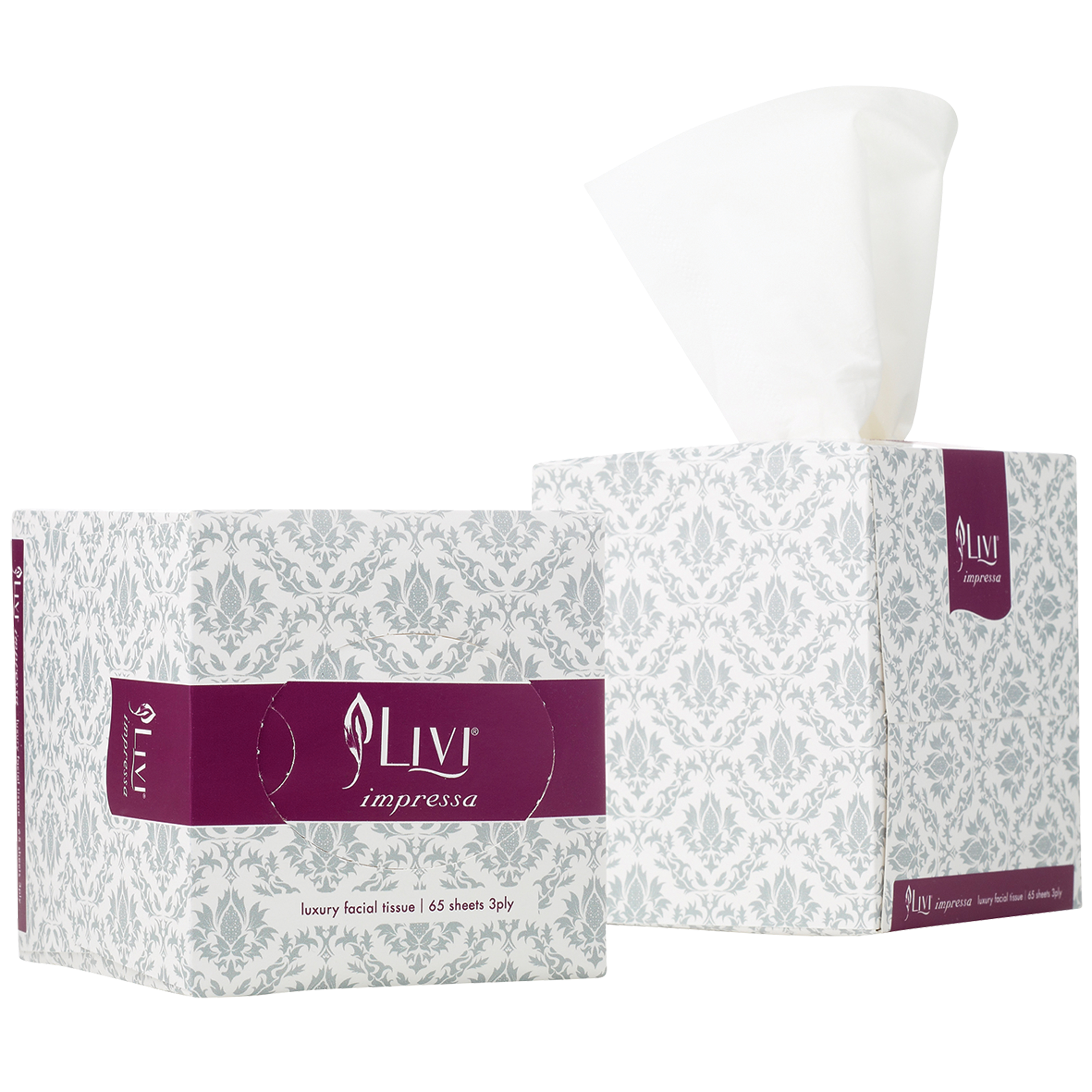 LIVI IMPRESSA FACIAL TISSUE CUBE 3PLY 65 SHEET
