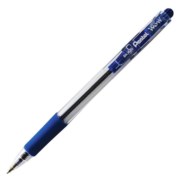 PENTEL WOW RETRACTABLE BALLPOINT PEN 10MM BLUE