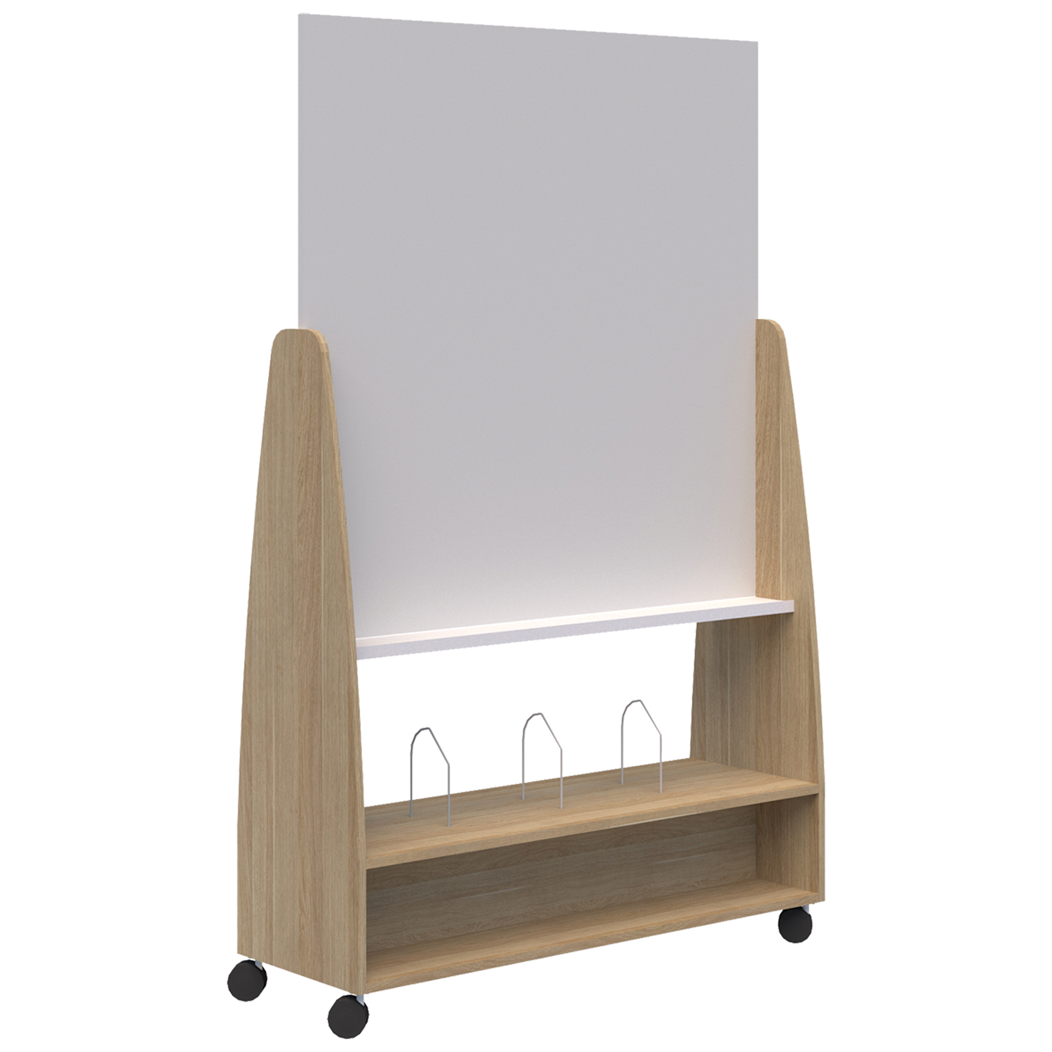 ACCENT MOVE MOBILE WHITEBOARD OPEN SHELF H1912 X L1220 X D400MM CLASSIC OAK