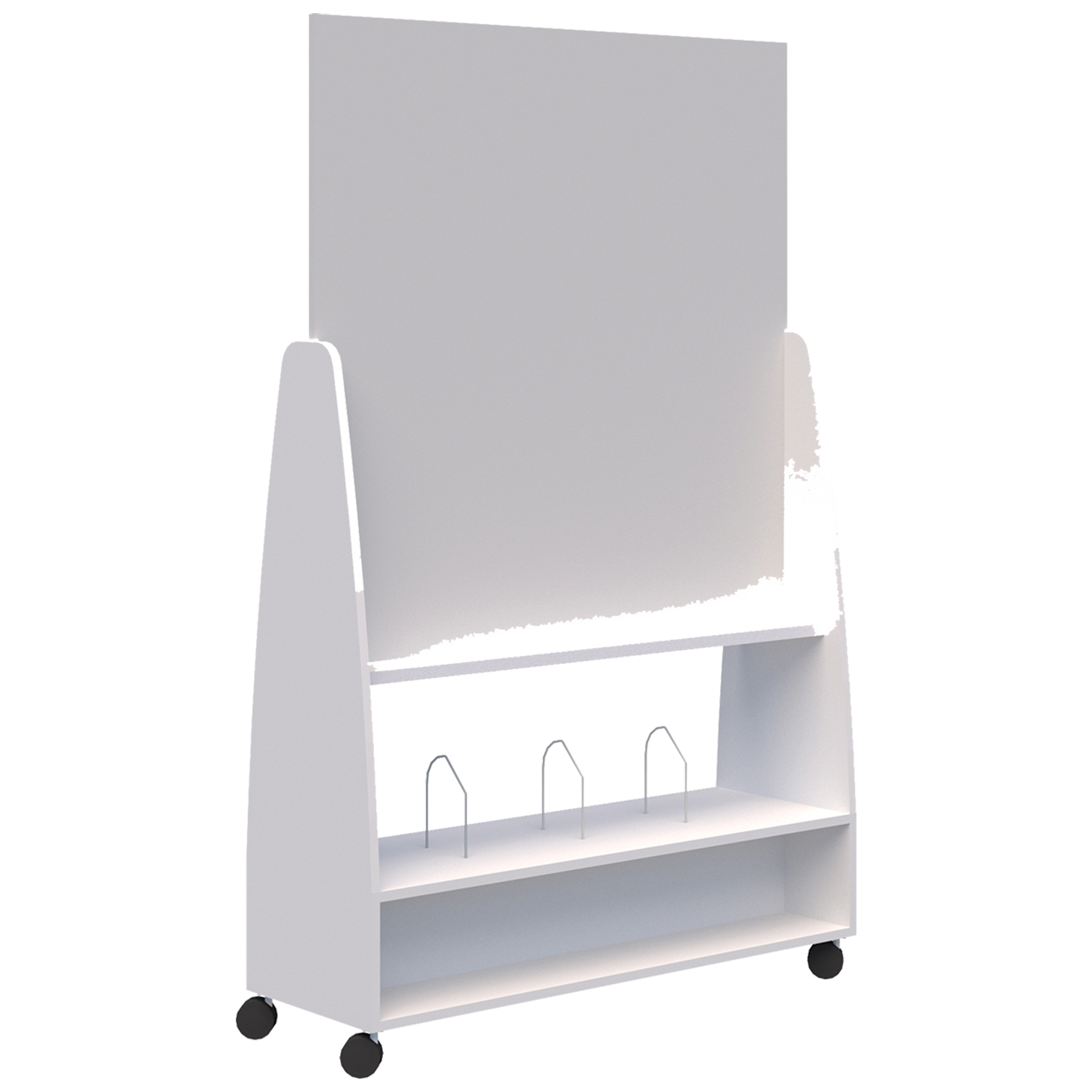 ACCENT MOVE WHITEBOARD MOBILE PARTITION OPEN SHELF H1912 X L1220 X D400MM SNOW