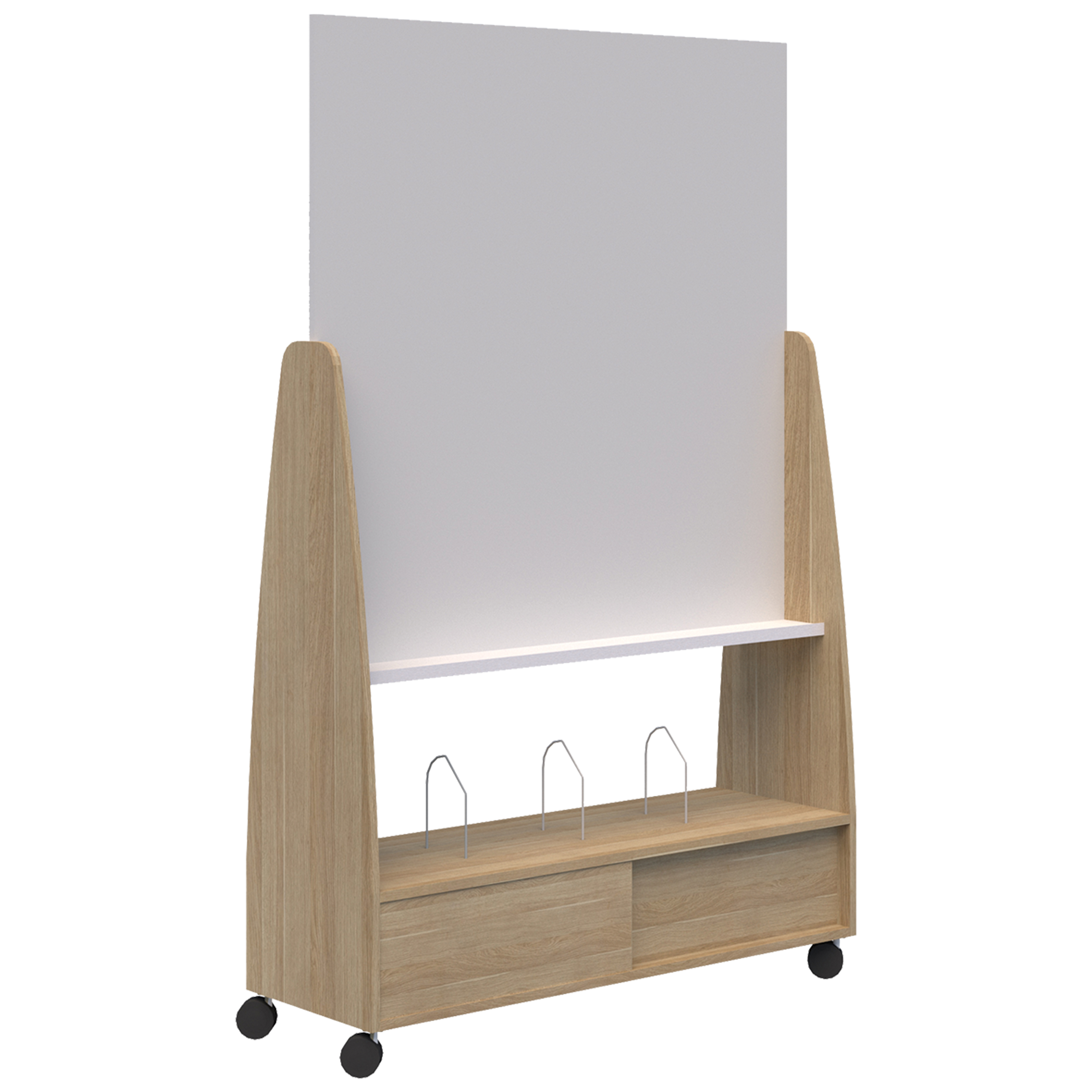 ACCENT MOVE MOBILE WHITEBOARD CUPBOARD H1912 X L1220 X D400MM CLASSIC OAK