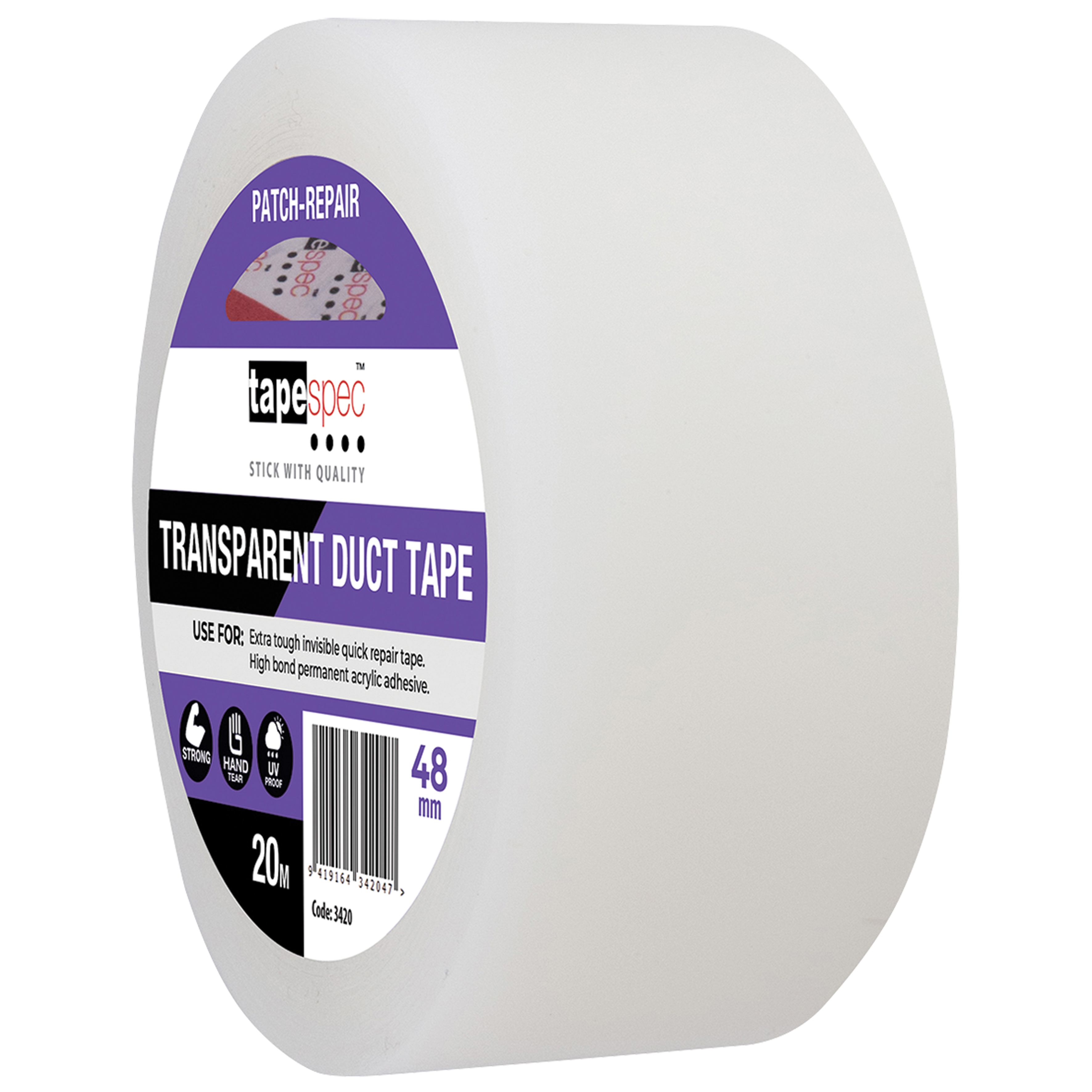TAPESPEC SUPER REPAIR DUCT TAPE 48MM X 20M CLEAR
