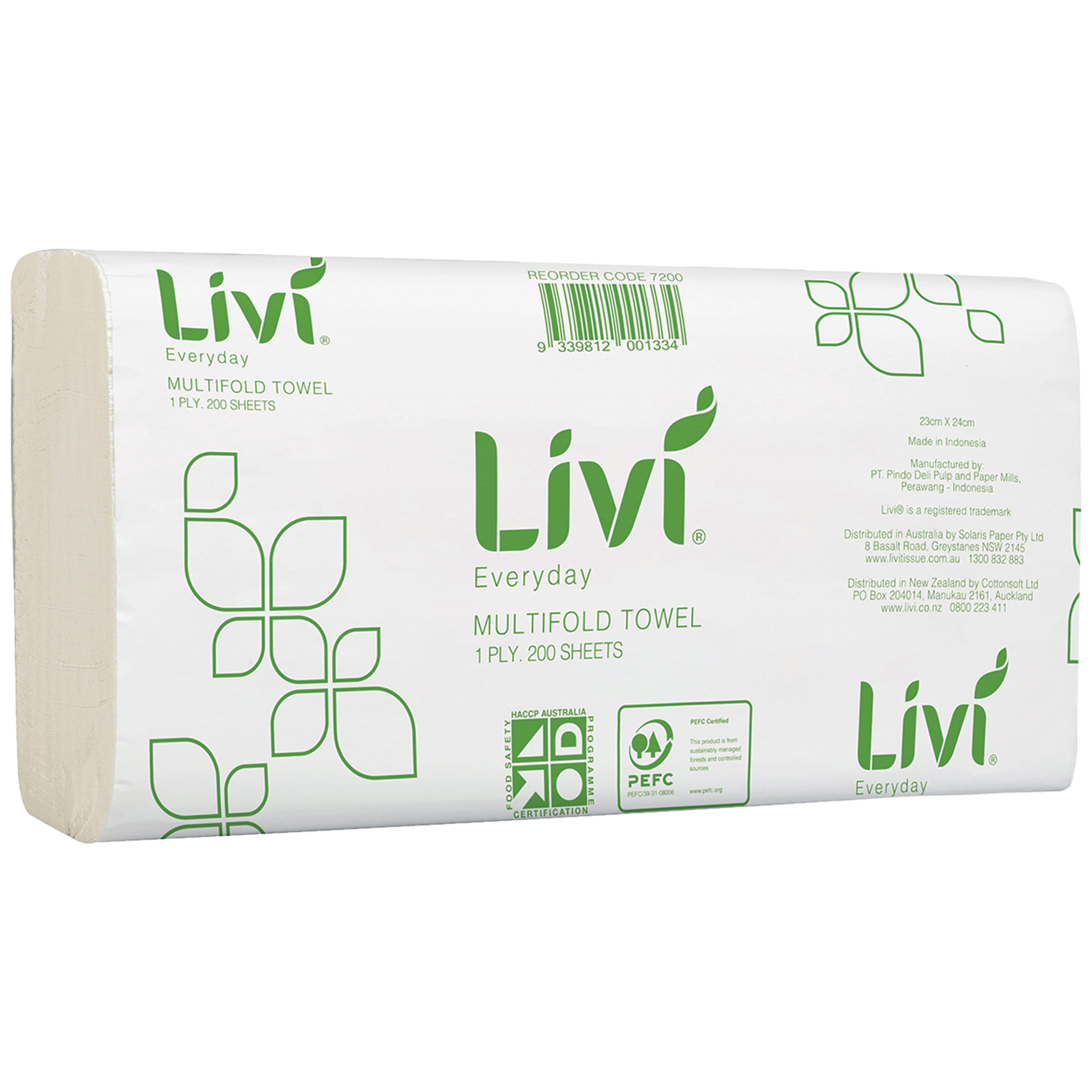 LIVI EVERYDAY SLIMFOLD PAPER TOWEL 1 PLY 200 SHEET PACK CARTON 20