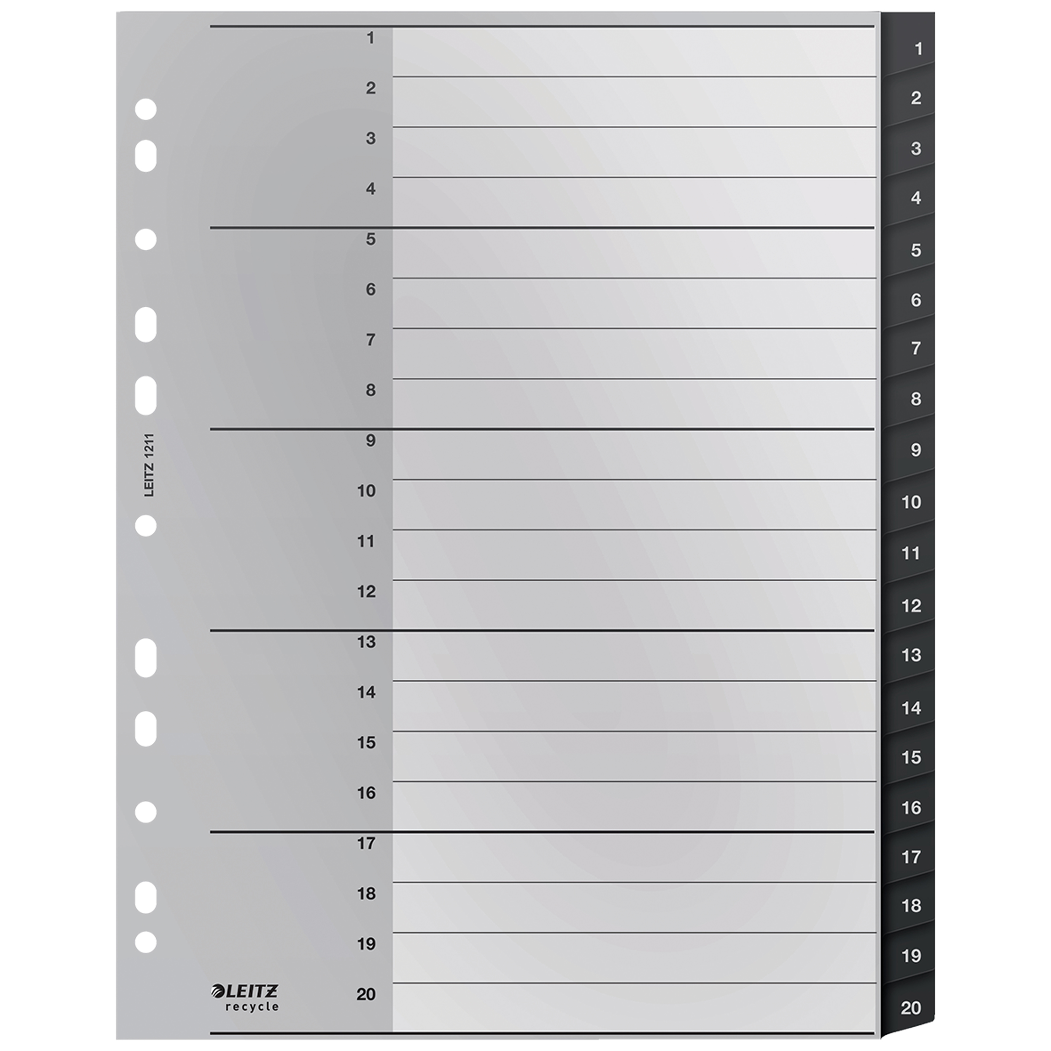 LEITZ RECYCLED POLYPROPYLENE INDICES 120 TAB A4 BLACK