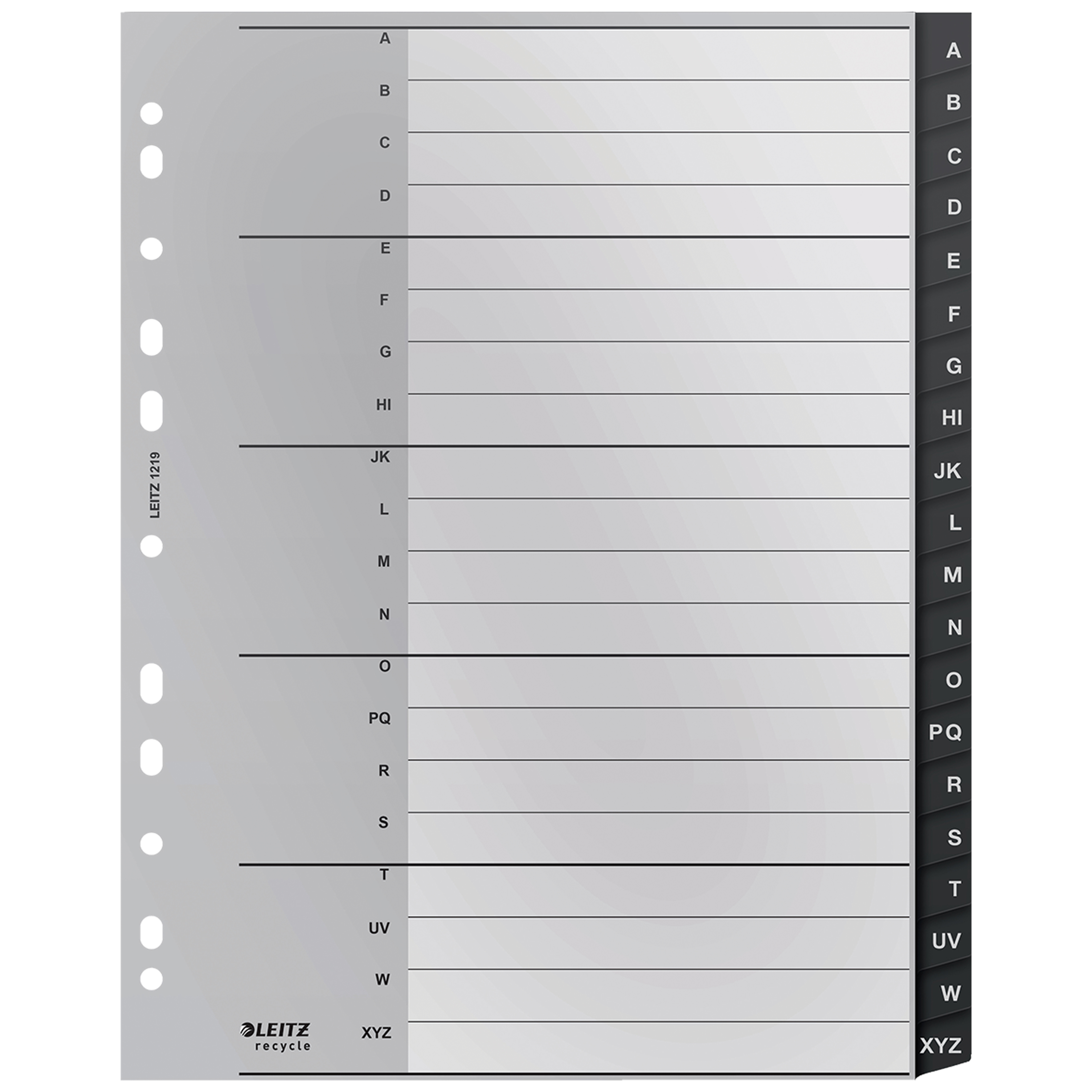 LEITZ RECYCLED POLYPROPYLENE INDICES AZ TAB A4 BLACK