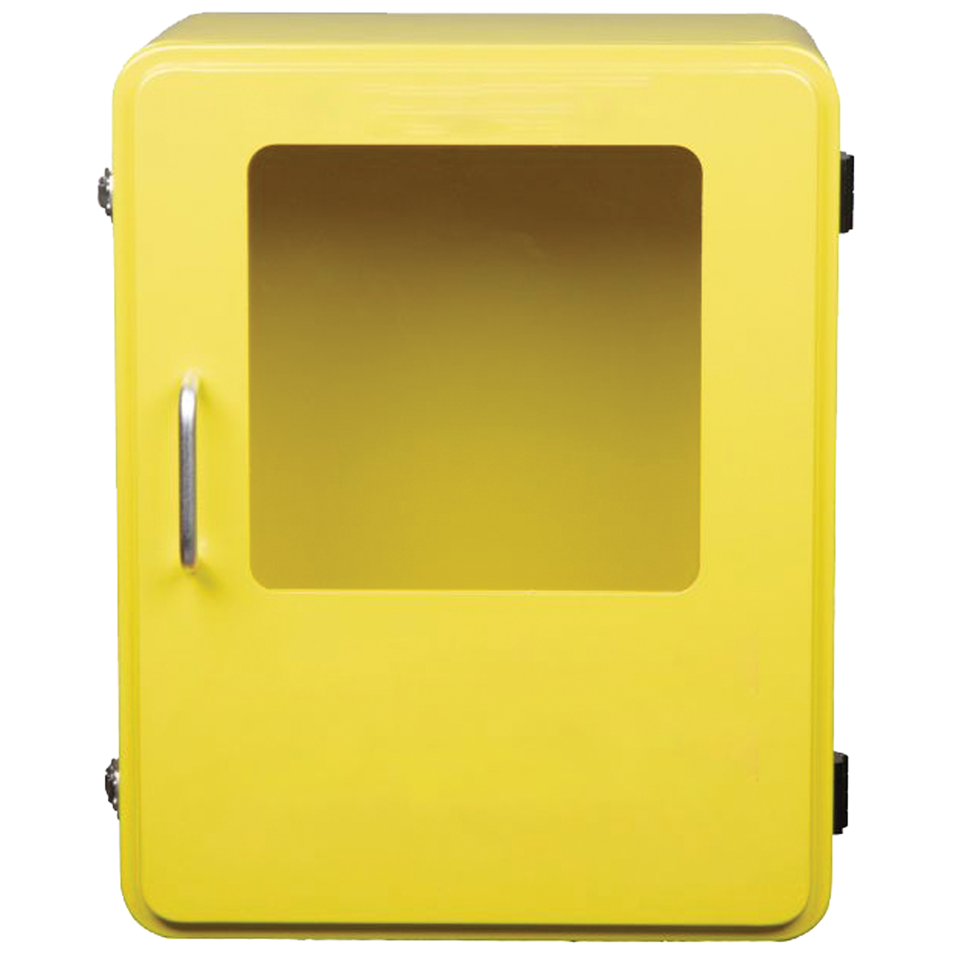AMTECH DEFIBRILLATOR CABINET OUTDOOR ALARMED YELLOW LABELLED