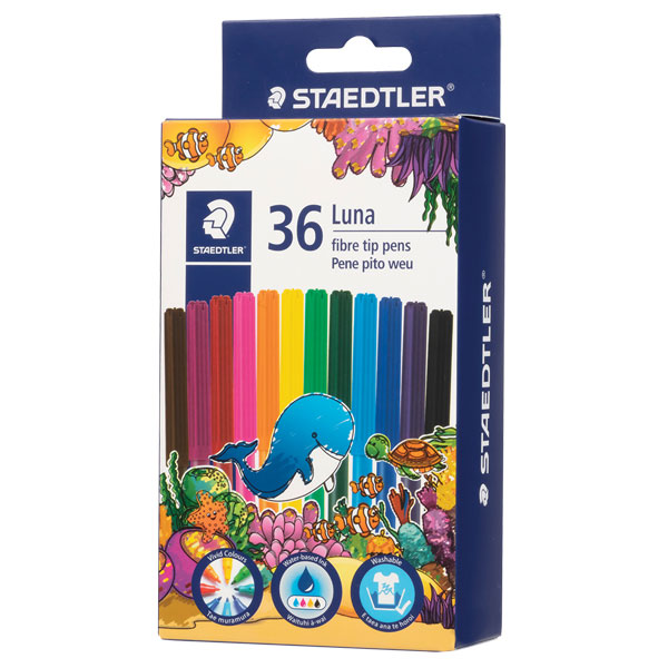 STAEDTLER LUNA FIBRE TIP PEN ASSORTED COLOURS BOX 36