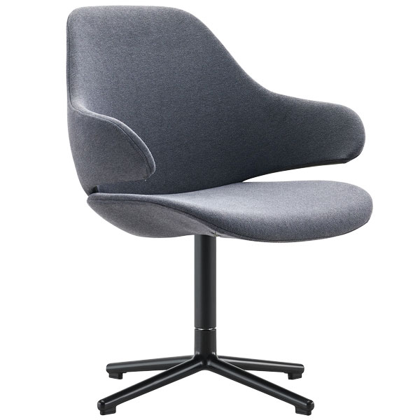 KONFURB ORBIT MID BACK PEDESTAL BASE CHARCOAL FABRIC