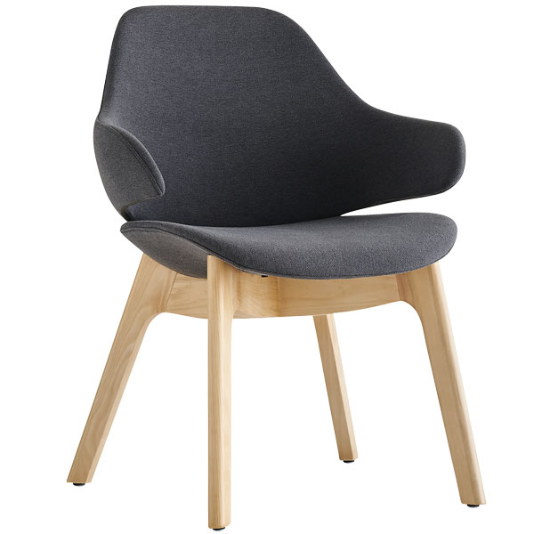 KONFURB ORBIT MID BACK WOOD BASE CHARCOAL FABRIC