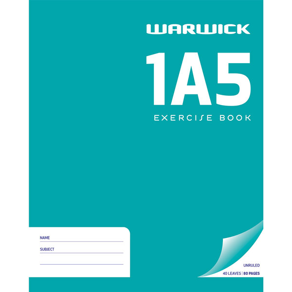 WARWICK 1A5 EXERCISE BOOK UNRULED 40 LEAF