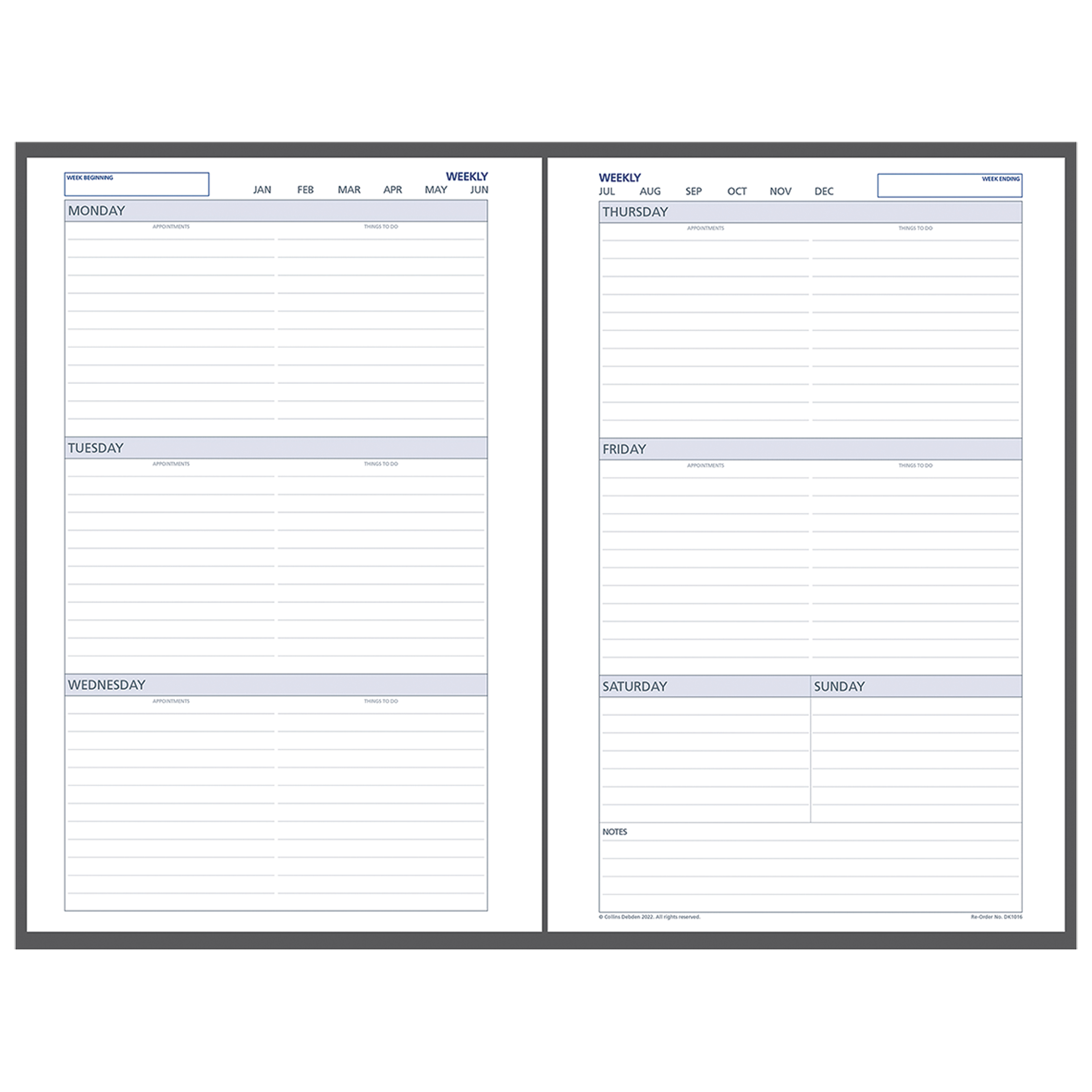 DEBDEN DAYPLANNER DESK EDITION REFILL NONDATED WEEKLY TO VIEW