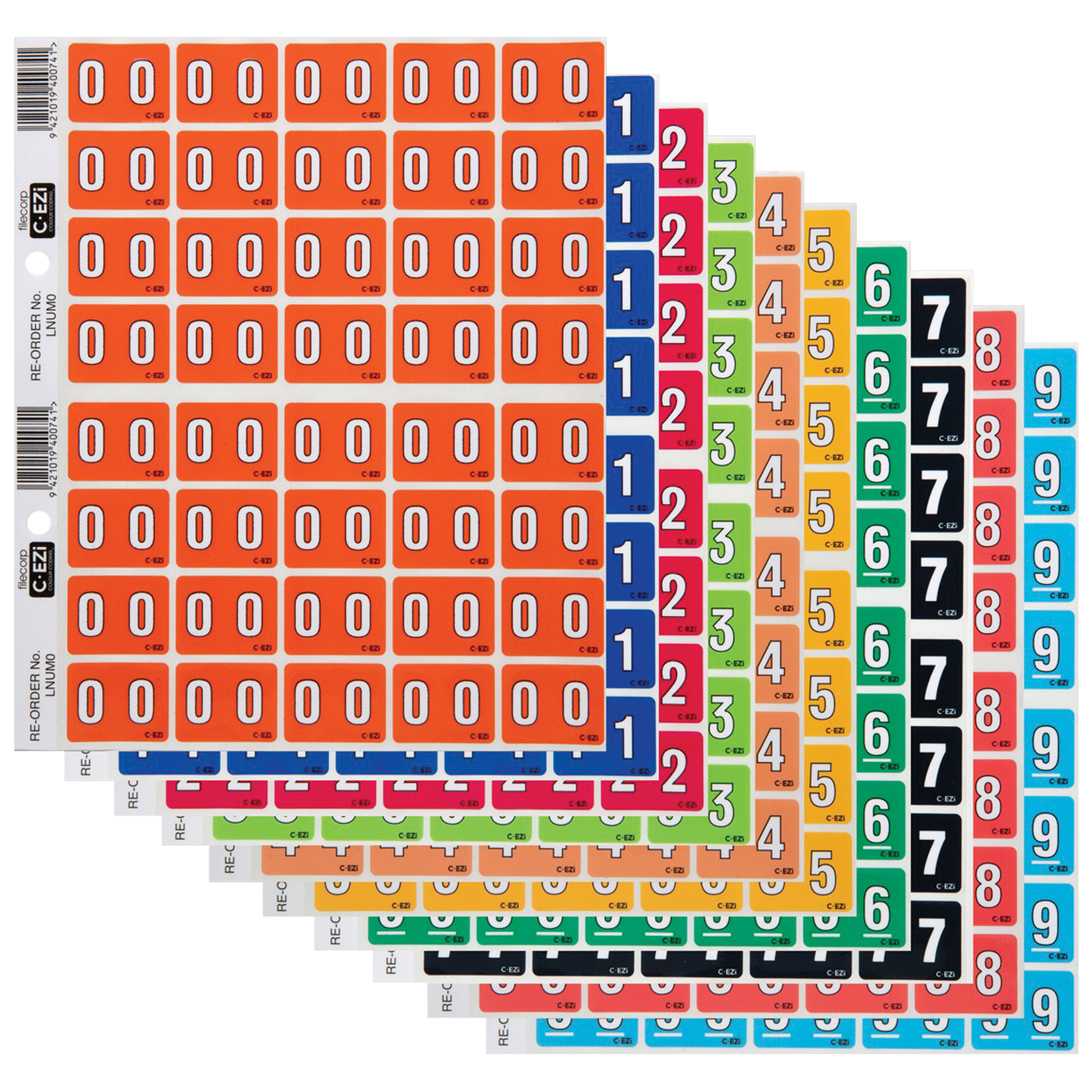 FILECORP CEZI NUMERIC LABEL 09 03FCHLNUM 40 LABELS PER NUMBER PACK 10