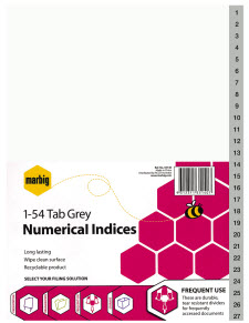 MARBIG PP INDEX DIVIDER 154 TAB A4 GREY