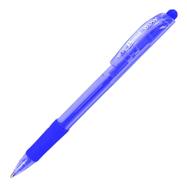 PENTEL WOW RETRACTABLE BALLPOINT PEN 07MM BLUE