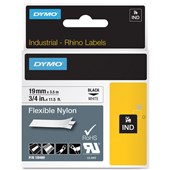 DYMO SD18489 RHINO INDUSTRIAL TAPE FLEXIBLE NYLON 19MM BLACK ON WHITE