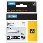 DYMO SD18443 RHINO INDUSTRIAL TAPE VINYL 9MM BLACK ON WHITE