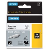 DYMO SD18051 RHINO INDUSTRIAL HEAT SHRINK TUBING 6MM BLACK ON WHITE