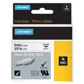 DYMO SD18053 RHINO INDUSTRIAL HEAT SHRINK TUBING 9MM BLACK ON WHITE