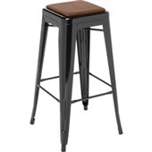 EDEN INDUSTRY BAR STOOL W430 X D430 X H760MM BLACK WITH EASTWOOD FABRIC TAN SEAT