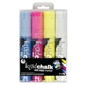 TEXTA LIQUID CHALK MARKER WET WIPE CHISEL 15MM ASSORTED WALLET 4
