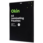 OKIN LAMINATING POUCH A3 80 MICRON GLOSS PACK 25