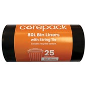 COREPACK RECYCLED BIN LINERS 80L ROLL 25
