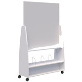 ACCENT MOVE WHITEBOARD MOBILE PARTITION OPEN SHELF H1912 X L1220 X D400MM SNOW