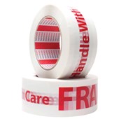 TAPESPEC FRAGILE HANDLE WITH CARE PRINTED 48MM X 100M RED ON WHITE