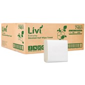 LIVI EVERYDAY HALF WIPE SLIM FOLD PAPER TOWEL 1 PLY 200 SHEET PACK CARTON 40