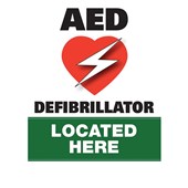 DEFIBRILLATOR LOCATED HERE SIGN A3