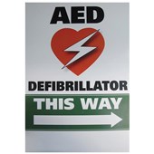 DEFIBRILLATOR THIS WAY RIGHT ARROW SIGN A3