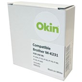 OKIN MK231 BROTHER COMPATIBLE LABELLING TAPE 12MM BLACK ON WHITE