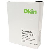 OKIN TZE231 BROTHER COMPATIBLE LABELLING TAPE 12MM BLACK ON WHITE
