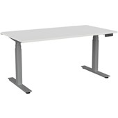 KNIGHT AGILE HEIGHT ADJUSTABLE DESK ELECTRIC 3 STAGE W1500 X D800MM X H6501290MM SILVER FRAME WHITE TOP