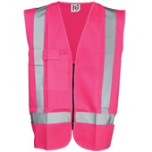 ESKO GOOD2GLOW SAFETY VEST DAYNIGHT WITH CELLPHONE ID AND PEN POCKETS XS HIVIS PINK