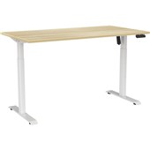 KNIGHT HAVEN BOOST ELECTRIC DESK W1500 X D800MM WHITE FRAME ATLANTIC OAK TOP