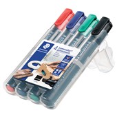 STAEDTLER 350 LUMOCOLOR PERMANENT MARKER CHISEL 50MM ASSORTED WALLET 4