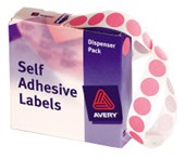 AVERY 937241 ROUND LABEL DISPENSER 14MM PINK BOX 1050