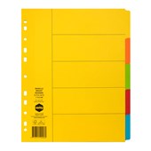 MARBIG MANILLA DIVIDER EXTRA WIDE 5 TAB A4 BRIGHT ASSORTED