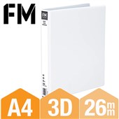 FM INSERT RINGBINDER POLYPROPYLENE 3D 26MM A4 WHITE