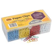 MARBIG COLOURED PAPER CLIP LARGE 33MM ASSORTED BOX 800