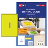 AVERY 35999 L7167FY HIGH VISIBILITY SHIPPING LABEL LASER 1UP FLUORO YELLOW PACK 25