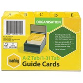 MARBIG GUIDE CARDS AZ131 TAB 111 X 152MM BUFF MANILLA PACK 30