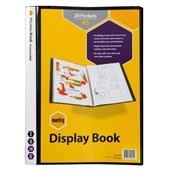 MARBIG DISPLAY BOOK NONREFILABLE SPINE INSERT 20 POCKET A3 BLACK