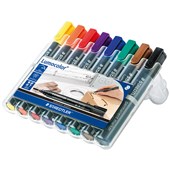 STAEDTLER 352 LUMOCOLOR PERMANENT MARKER BULLET 20MM ASSORTED WALLET 8