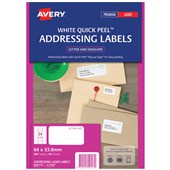 AVERY 959113 L7159 ADDRESS LABEL LASER QUICK PEEL 24UP W64 X L338MM WHITE PACK 40