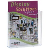 DEFLECTO BROCHURE HOLDER A5 1 TIER WALL MOUNT PORTRAIT CLEAR