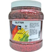 5 STAR GLITTER CONFETTI 1KG RED